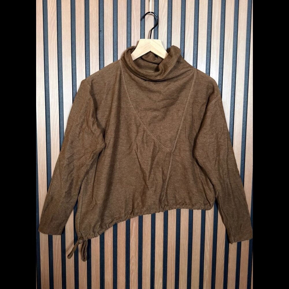 Lurdes Bergada Asymmetrical Sweater Small Women’s Brown Turtle Neck Cotton Poly